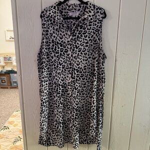 Philosophy Leopard Print Sleeveless High Low Tunic Dress Womens Plus Size 3X